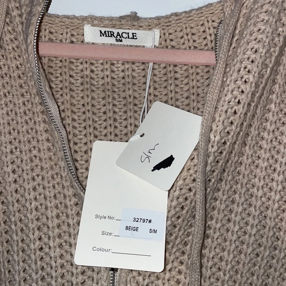 NWT Miracle Zip Up Sweater in Beige - Picture 3 of 3